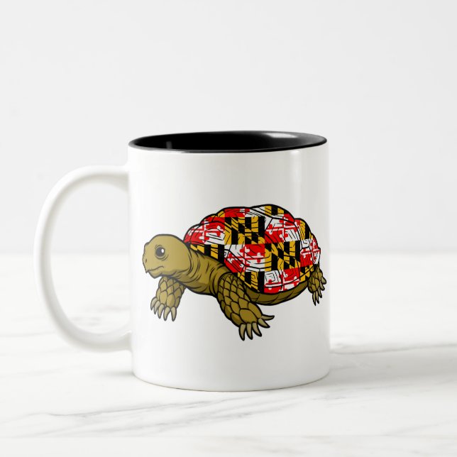 Tasse 2 Couleurs Tortue de drapeau du Maryland (Gauche)