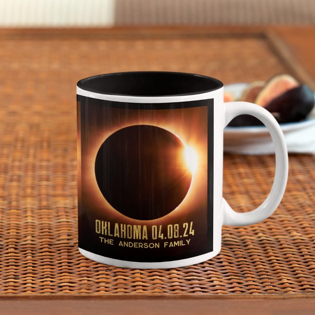 Tasse 2 Couleurs Total Solaire Eclipse Oklahoma 2024 Personnalisé (Créateur téléchargé)