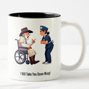 Tasse 2 Couleurs Tough Texas Rancher and Angry Nurse Shodown
