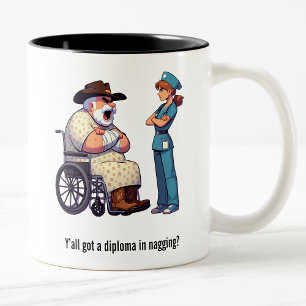 Tasse 2 Couleurs Tough Texas Rancher and Angry Nurse Shodown