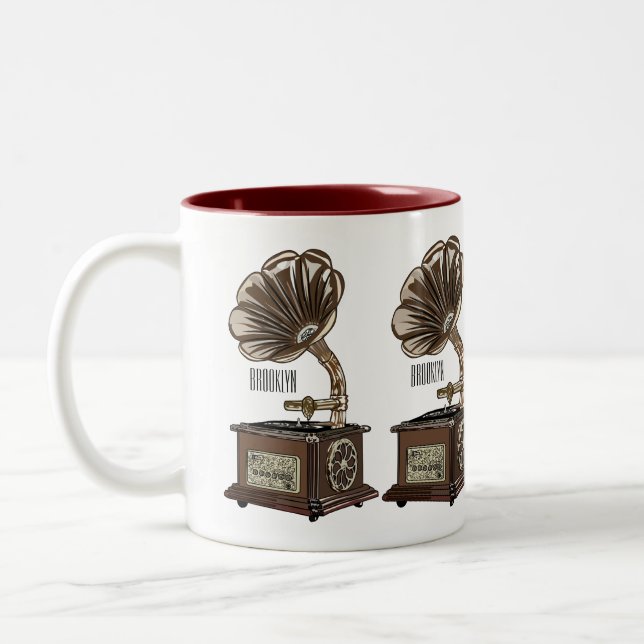 Tasse 2 Couleurs Tourne-disque dessin animé (Gauche)