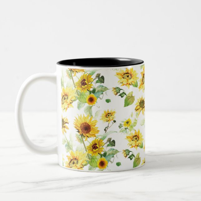Tasse 2 Couleurs Tournesol aquarelle (Gauche)