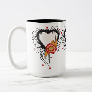 Tasse 2 Couleurs Tournesol du coeur noir
