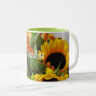 Tasse 2 Couleurs Tournesols personnalisés Impression photo 11oz