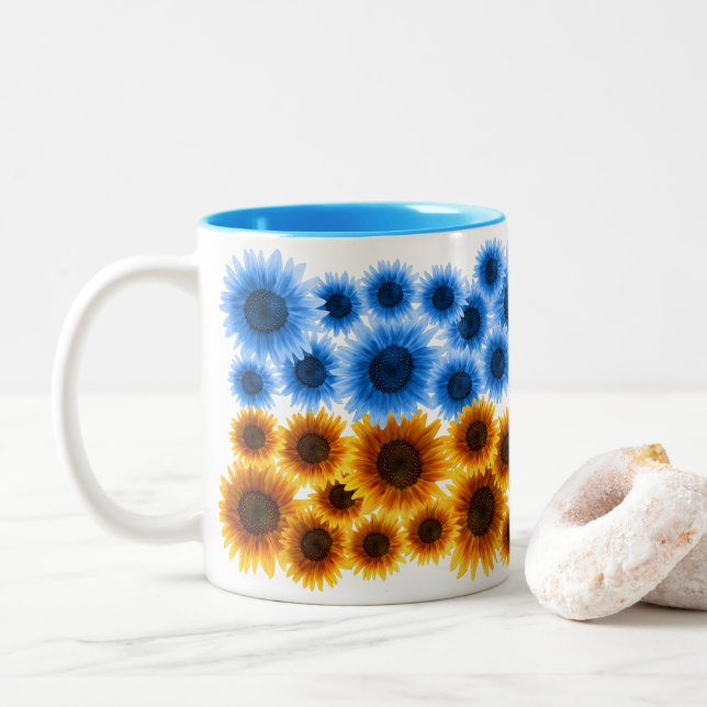 Tasse 2 Couleurs Tournesols pour l'Ukraine (Avec donut)