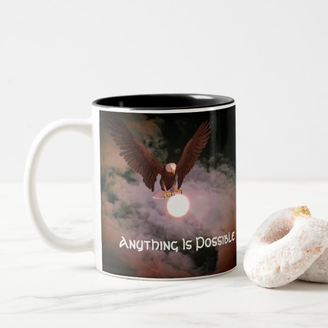 Tasse 2 Couleurs Tout est possible Aigle Inspirationnel (Avec donut)