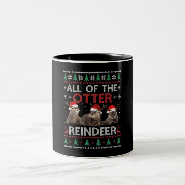 Tasse 2 Couleurs Tout Otter Reindeer Noël Vilain Sweater (Centre)