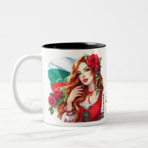 Tasse 2 Couleurs Tradition du drapeau bulgare Folklore Femme Roses