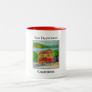 Tasse 2 Couleurs Tramway rouge sur les collines de San Francisco