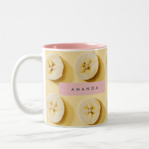 Tasse 2 Couleurs Tranche de banane jaune amusante personnalisée