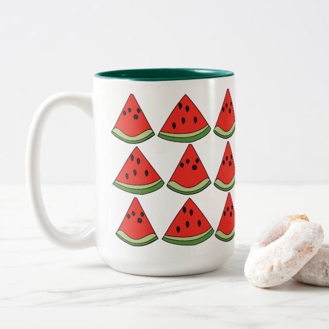 Tasse 2 Couleurs Tranches de pastèque rouge (Avec donut)
