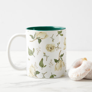 Tasse 2 Couleurs Tranquil Magnolia : Motif de fleurs d'aquarelle ve