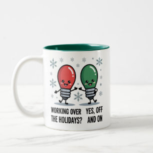 Tasse 2 Couleurs Travail pendant les vacances de Noël Blague drôle 