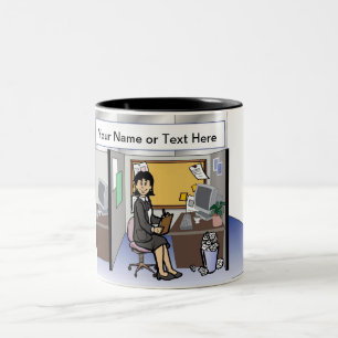 Tasse 2 Couleurs Travailleur de bureau à deux - Dessin féminin