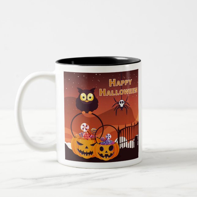Tasse 2 Couleurs Très Joli Halloween design (Gauche)