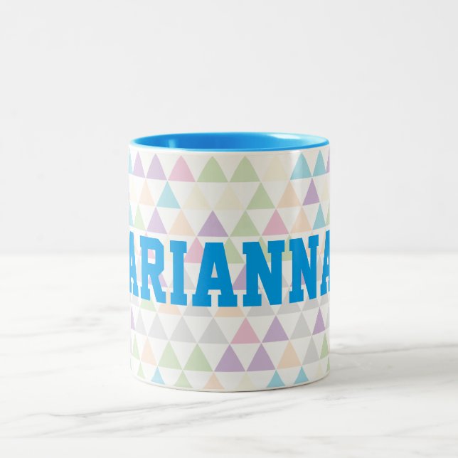 Tasse 2 Couleurs Triangles couleur Pastel avec nom personnalisé ble (Centre)