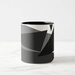 Tasse 2 Couleurs Triangles géométriques noires, grises, et blanch