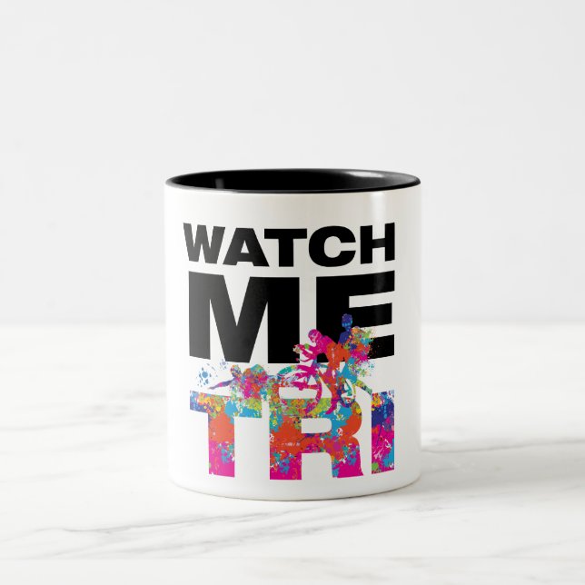 Tasse 2 Couleurs Triathlon coloré cool Motivation Douleurs éclabous (Centre)