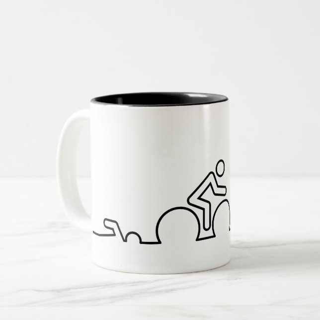 Tasse 2 Couleurs Triathlon. Natation, cyclisme et course. (Devant gauche)