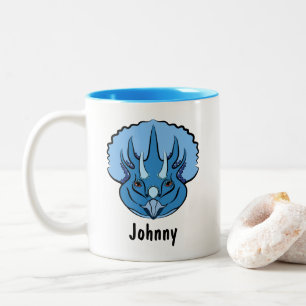 Tasse 2 Couleurs Tricératops Blue Cute Dinosaur Personnalisé