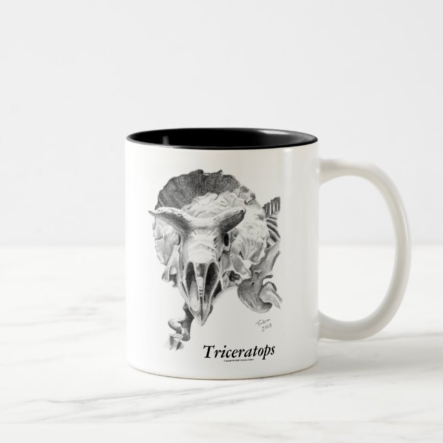 Tasse 2 Couleurs Triceratops contre le rex de T. (Droit)