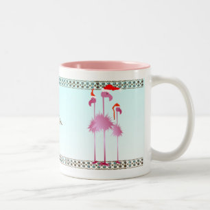 Tasse 2 Couleurs Trois Flamants roses roses de Noël