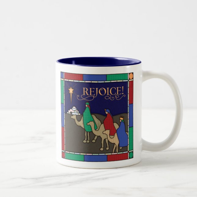 Tasse 2 Couleurs Trois Hommes Sages Vitrail Noël (Droit)