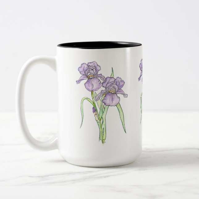 Tasse 2 Couleurs Trois Iris Floraux (Gauche)