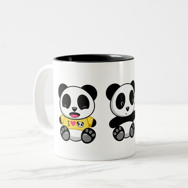 Tasse 2 Couleurs Trois mignons petits pandas (Devant gauche)