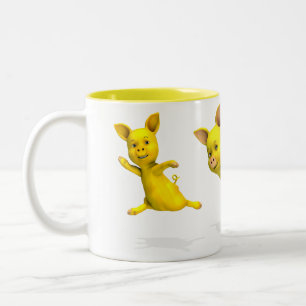 Tasse 2 Couleurs Trois Piggies Jaunes