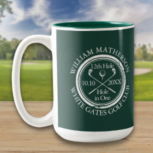 Tasse 2 Couleurs Trou en un de golf Émeraude vert personnalisé