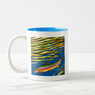 Tasse 2 Couleurs Truite colorée et ondulations d'eau