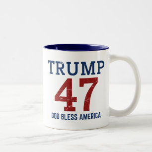 Tasse 2 Couleurs Trump 47 Dieu bénisse l'Amérique