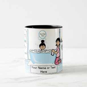 Tasse 2 Couleurs Tub Time - 1 Fille, Mère célibataire Cartoon