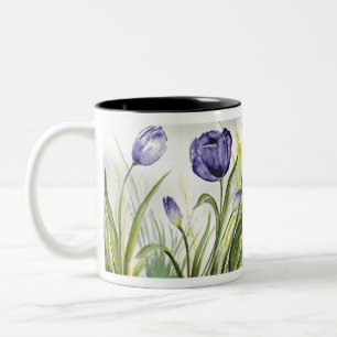 Tasse 2 Couleurs Tulipe de printemps pourpre