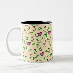 Tasse 2 Couleurs Tulipes violettes sur fond jaune