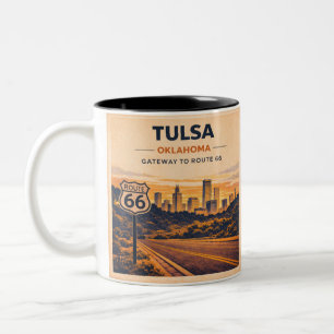 Tasse 2 Couleurs Tulsa Sunrise le long du café de la rue principale