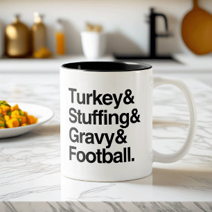 Tasse 2 Couleurs Turquie & farce & Gravité & Football Thanksgiving