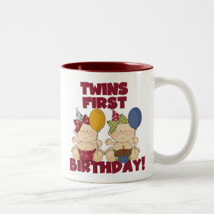 Tasse 2 Couleurs Twins 1er Anniversaire - Girls Tshirts et cadeaux