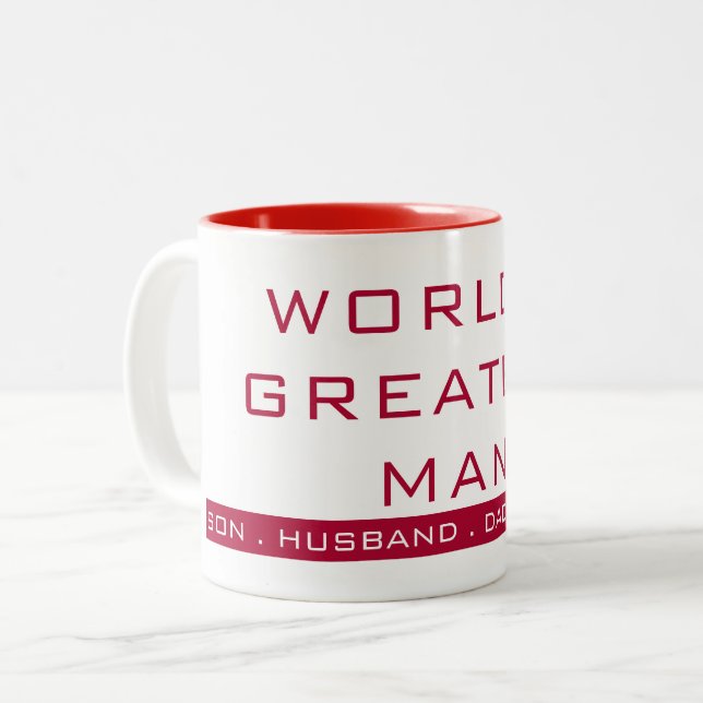 Tasse 2 Couleurs Typographie de texte simple (Devant gauche)