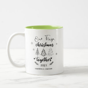 Tasse 2 Couleurs Typographie Notre Premier Noël Ensemble