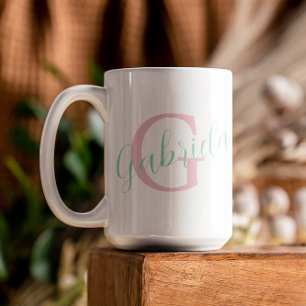 Tasse 2 Couleurs Typographie rose et menthe et féminine