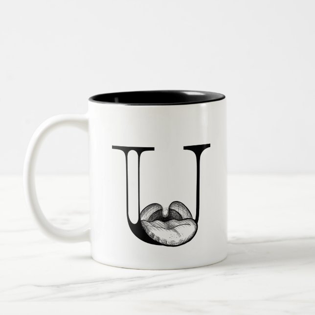 Tasse 2 Couleurs U est pour Uvula (mug) (Gauche)