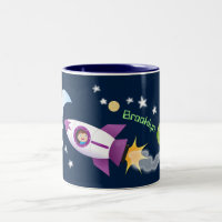 Un adorable vaisseau-fusée dans l'espace dessin an
