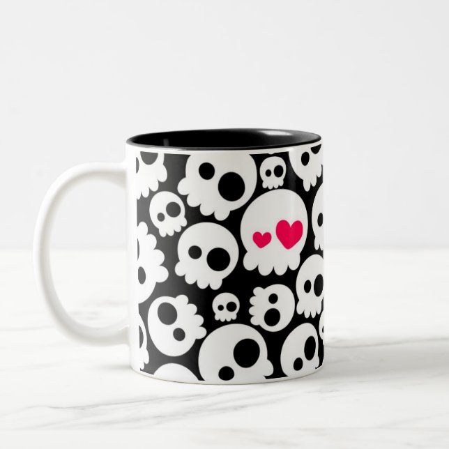 Tasse 2 Couleurs Un crâne amoureux (Gauche)