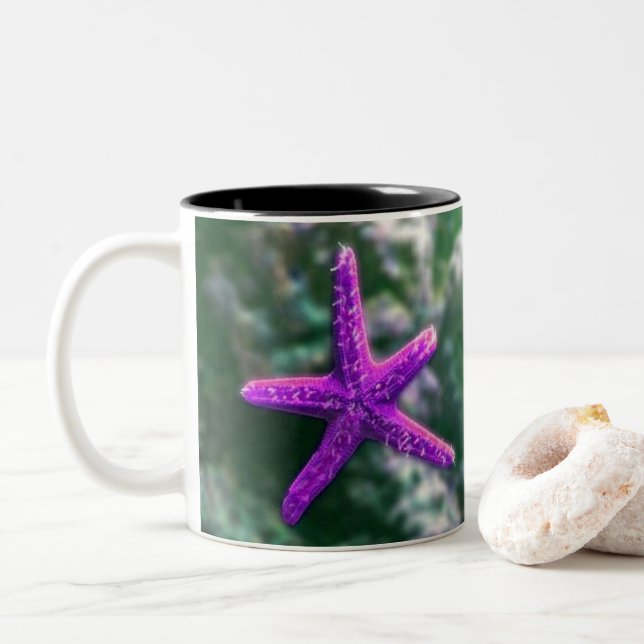 Tasse 2 Couleurs Une étoile de mer violette (Avec donut)