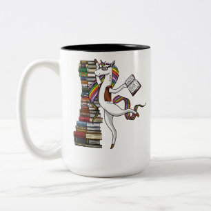 Tasse 2 Couleurs Unicorn Bibliothécaire Magazine Lecture Nerd