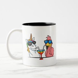 Tasse 2 Couleurs Unicorne et ses amis Flamants roses