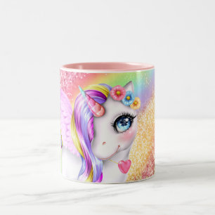 Tasse 2 Couleurs Unicorne face arc-en-ciel couleurs do-it-yourself 