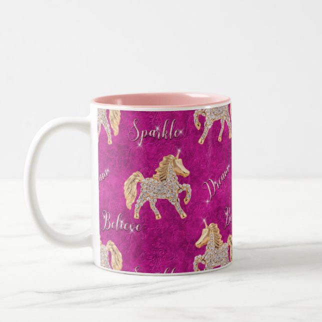 Tasse 2 Couleurs Unicorne rose étincelles (Gauche)